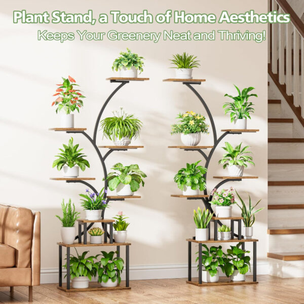 Indoor Plant Stand with Grow Lights, Tall Metal Plant Shelf, Corner Rack For Plants - Image 6