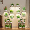 Indoor Plant Stand with Grow Lights, Tall Metal Plant Shelf, Corner Rack For Plants
