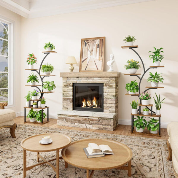 Indoor Plant Stand with Grow Lights, Tall Metal Plant Shelf, Corner Rack For Plants - Image 5