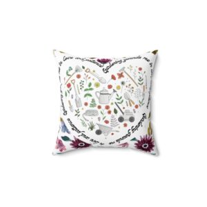 Alternative view of Garden Design Spun Polyester Square Pillow | 'Gardening Grounds Me in Love and Patience' | Double-Sided Print | Home Decor Accent