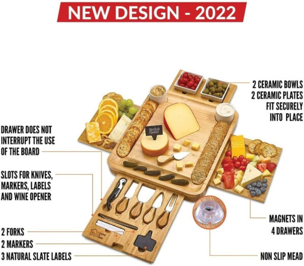 Premium Bamboo Cheese Board Set - Image 4