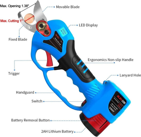 Electric Pruning Shears – Sharp Cordless Tree Pruner - 2000mAh Battery - Image 13