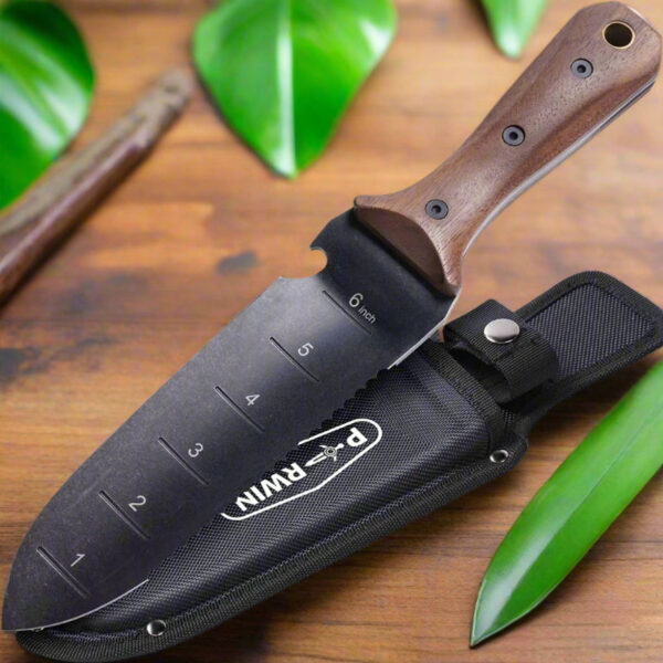 Professional Hori Hori Garden Knife with Leather Sheath - 440 Stainless Steel Blade - Weeding, Digging, Pruning & Cultivating Tool - Image 7