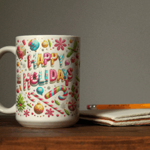 Holiday Design Mug 11oz | White Ceramic | Lead & BPA-Free | Ideal for Coffee & Tea