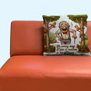 Alternative view of Faux Suede Square Pillowcase | Garden Joke Design 'In Every Leaf, I See a Reason to Be Happy' | Double-Sided Print | Indoor Decor