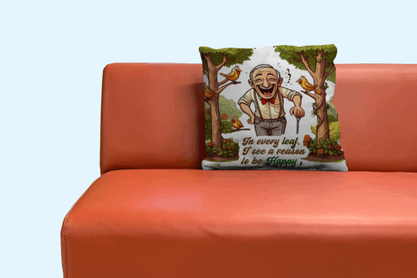 Faux Suede Square Pillowcase | Garden Joke Design 'In Every Leaf, I See a Reason to Be Happy' | Double-Sided Print | Indoor Decor - Image 2