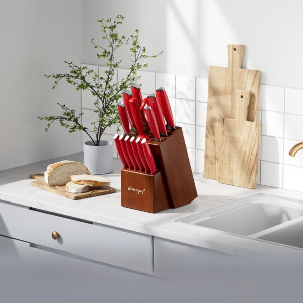 18-Piece Kitchen Knife Set with Block - Stainless Steel Knives & Sharpener - Image 11