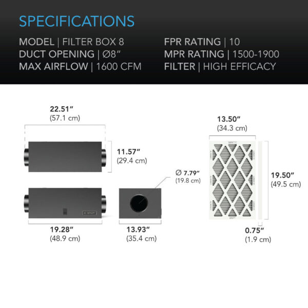 AC INFINITY Inline Filter Box – High Efficiency Air Filtration for HVAC & Grow Rooms - Image 9