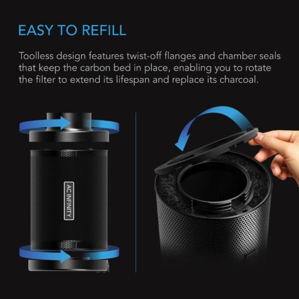AC Infinity Refillable Carbon Filter Kit With Charcoal Refill 8” - Image 4
