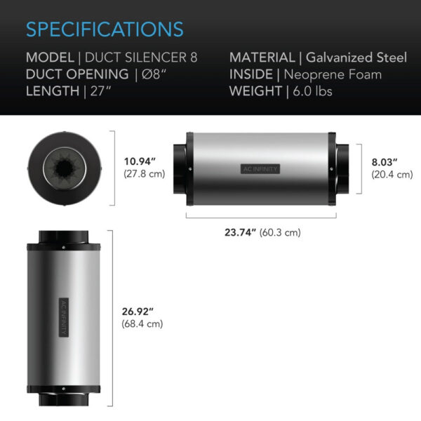 AC Infinity Duct Fan Silencer 8" - Image 5