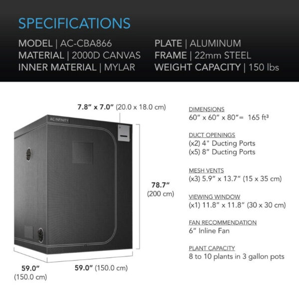 AC INFINITY Cloudlab Hydroponic Grow Tent 866 - Image 6