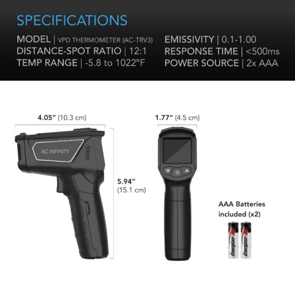 AC Infinity VPD Thermometer – Handheld Leaf Temp & Humidity Monitor - Image 6