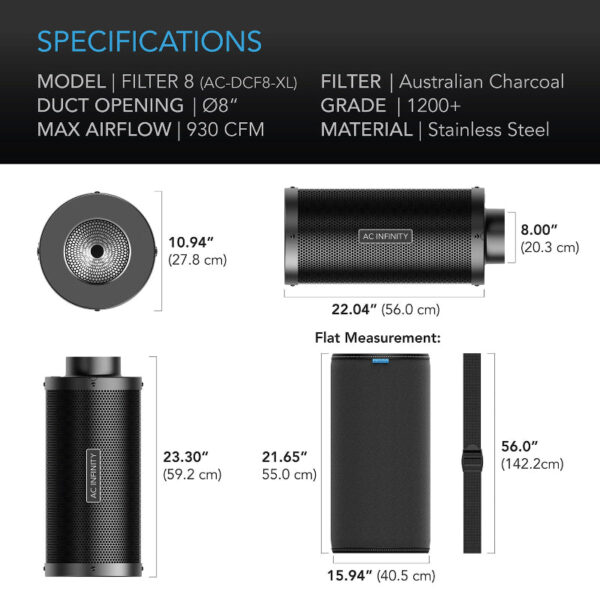 AC Infinity 8" Duct Carbon Filter | Premium Australian Charcoal for Odor Control - Image 8