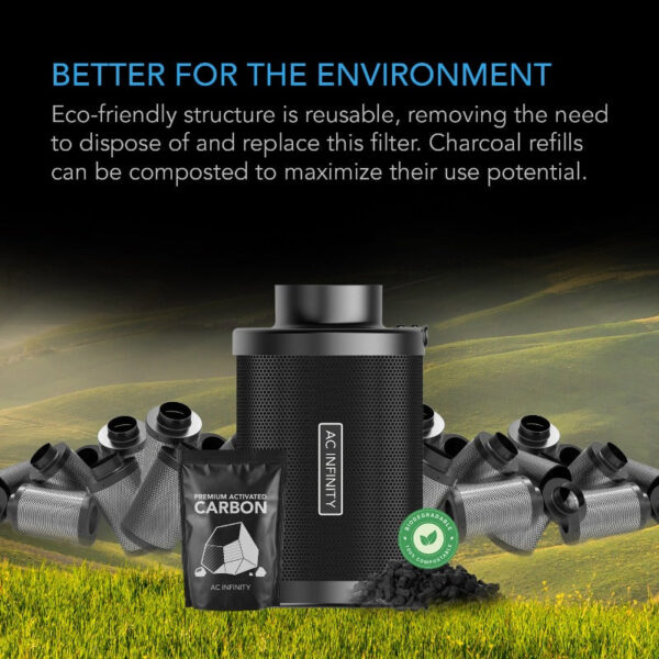 AC Infinity Refillable Carbon Filter Kit With Charcoal Refill 4” - Image 6