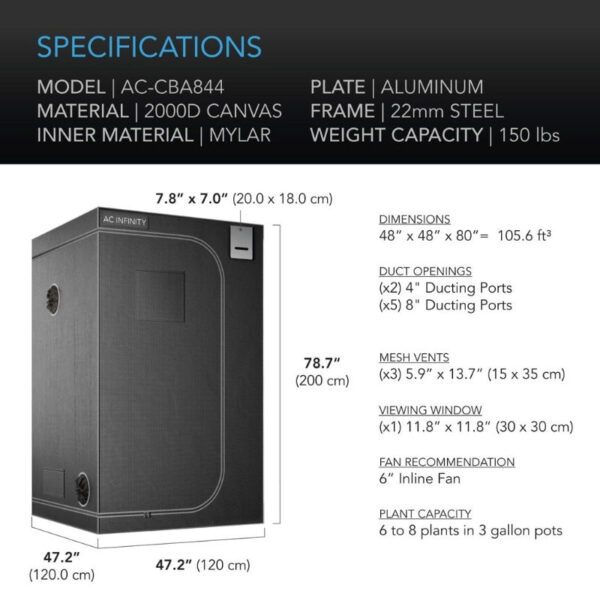 AC INFINITY Hydroponic Grow Tent Cloudlab 844 - Image 6