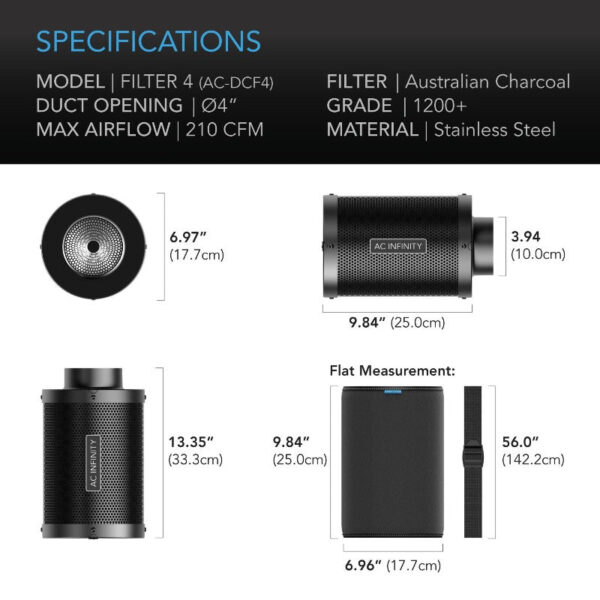 AC Infinity 4-Inch Duct Carbon Filter | Premium Australian Charcoal for Odor Control - Image 7