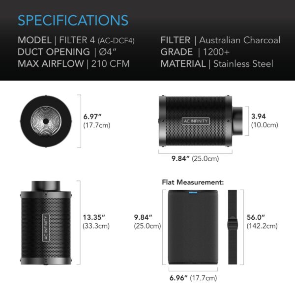 AC Infinity 4-Inch Duct Carbon Filter | Premium Australian Charcoal for Odor Control - Image 6
