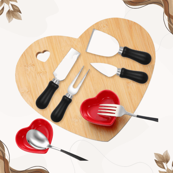 Bamboo Heart Cutting Board Set – Best Valentine’s Day Gift - Image 7