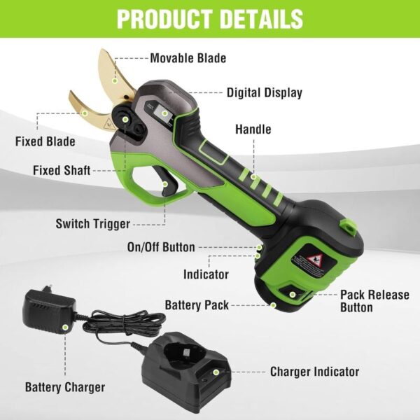 Electric Pruning Shears - Battery Powered Cordless Tree Pruner - Image 5