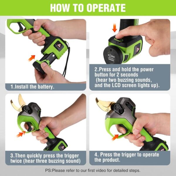 Electric Pruning Shears - Battery Powered Cordless Tree Pruner - Image 6