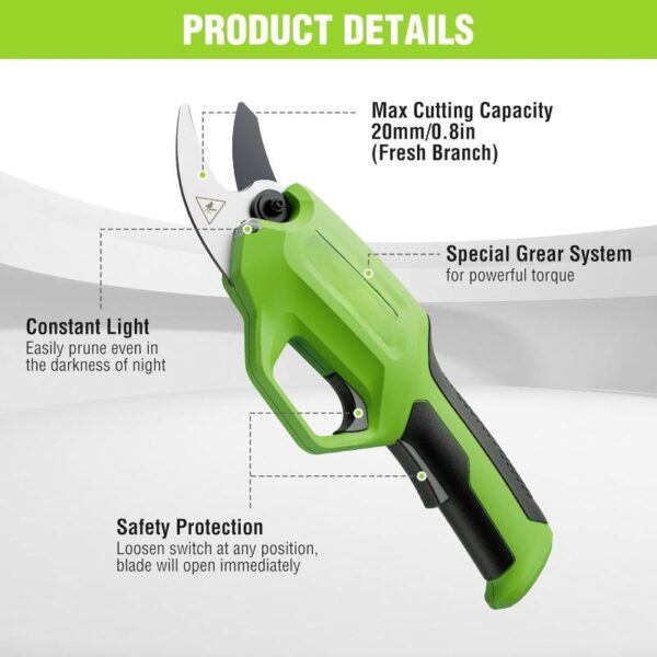 Electric Pruning Shears - Battery Powered Cordless Tree Pruner - Image 9