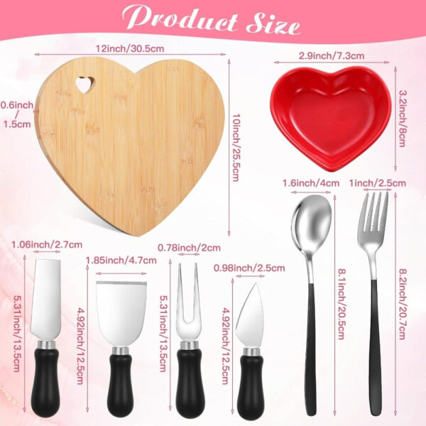Bamboo Heart Cutting Board Set – Best Valentine’s Day Gift - Image 8