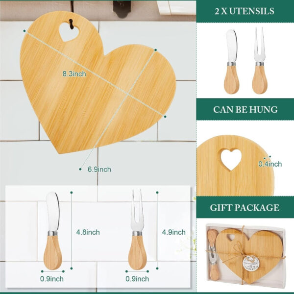 Bamboo Heart Cutting Board Set – Best Valentine’s Day Gift - Image 10