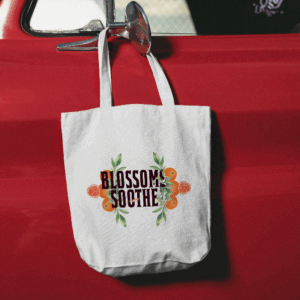 Organic Canvas Tote Bag | 'Blossoms Soothe' Garden Design | 100% Certified Organic Cotton | Eco-Friendly & Stylish