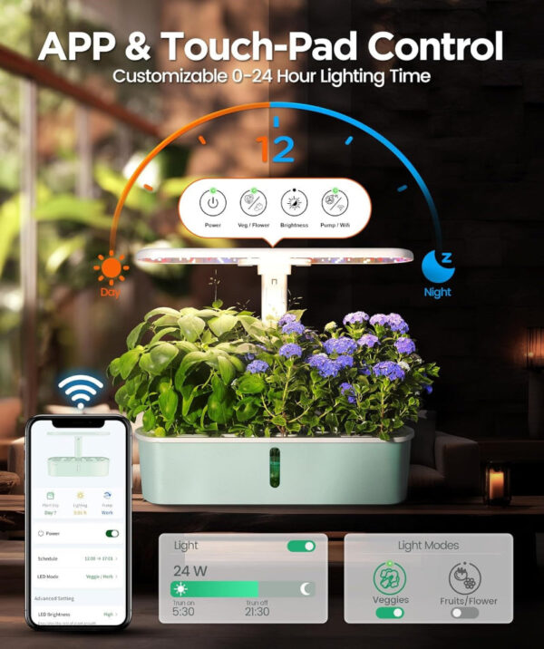 Smart Hydroponics Growing System - WiFi & App Control | 10-Pod Planter - Image 3