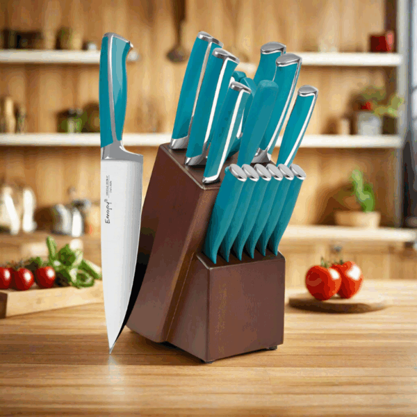18-Piece Kitchen Knife Set with Block - Stainless Steel Knives & Sharpener - Image 12