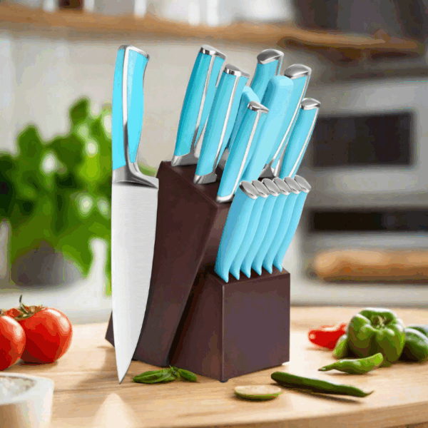 18-Piece Kitchen Knife Set with Block - Stainless Steel Knives & Sharpener - Image 13