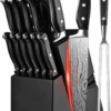 18-Piece Kitchen Knife Set with Block - Stainless Steel Knives & Sharpener