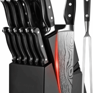 18-Piece Kitchen Knife Set with Block - Stainless Steel Knives & Sharpener