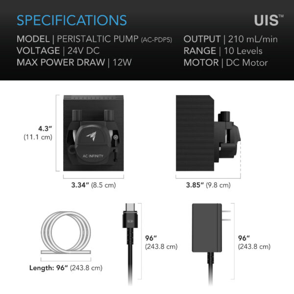AC INFINITY Peristaltic Dosing Pump | Dual-Outlet Hydroponic Pump with 10-Level Control & Smart App Integration - Image 7