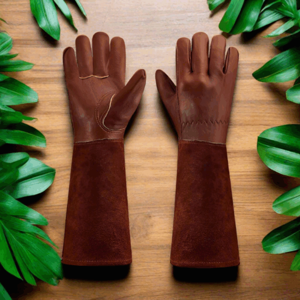 Rose Pruning Gloves - Long Leather Gauntlet - Image 11