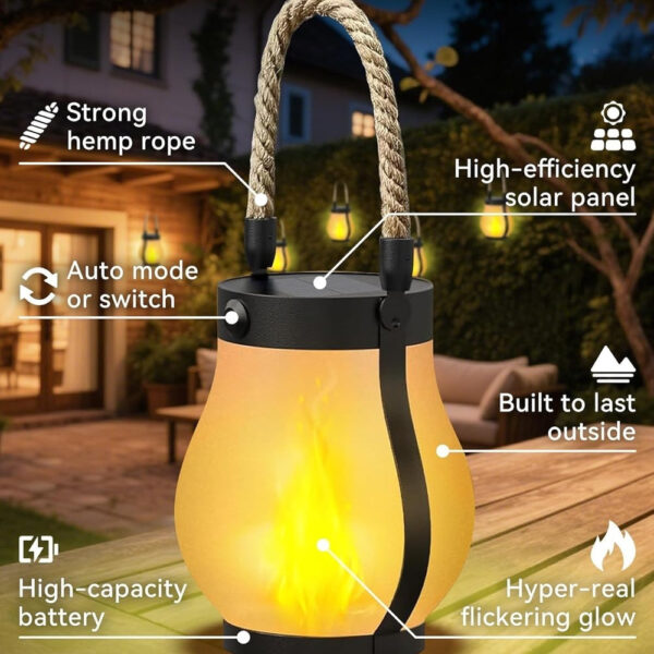 Solar Flame Lantern Lights - Waterproof Outdoor Hanging LED Decor - Image 3