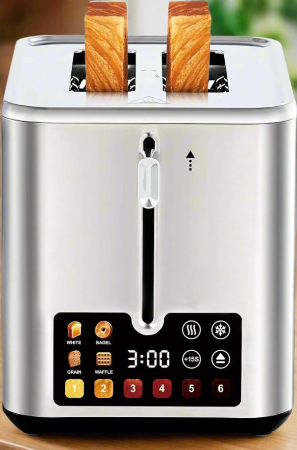 Touch Screen Toaster 2 Slice, Digital Stainless Steel Toaster with Countdown Timer